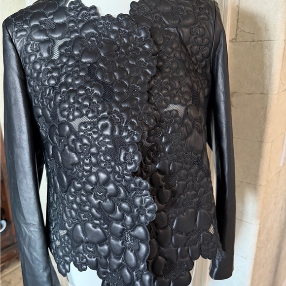 Giorgio Armani Black Floral Leather Jacket - Picture 8 of 10